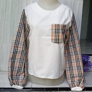 ini adalah Blouse Lova Putih Kotak Coksu, size: LD90cm, material: cotton, color: white, brand: Blouselovacepu, age_group: all ages, gender: female